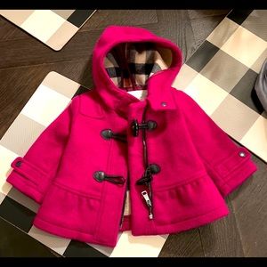 Burberry wool coat baby girl pink